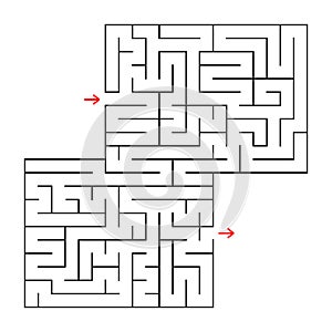 Abstract square isolated maze. Black color. An interesting and useful game for children and adults. Simple flat vector illustratio