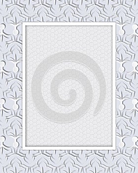 Abstract square lace frame on grey background .