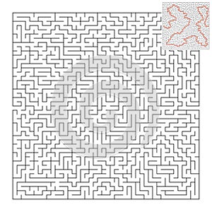 Abstract square maze. Game for kids. Puzzle for children and adult. One entrance, one exit. Labyrinth conundrum. Flat vector