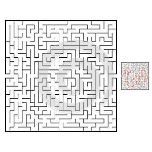 Abstract square maze. Game for kids. Puzzle for children. Labyrinth conundrum. Black flat vector illustration isolated on white photo