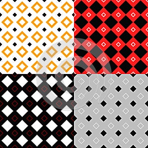 Abstract square pattern design background set - color vector illustrations