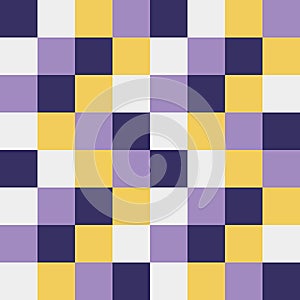Abstract square pattern with yellow and purple colors. Geometric seamless print. Plaid. Background in Cold shades. Color
