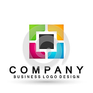 Abstract square shaped business Logo, union on Corporate Invest Business Logo design. Financial Investment on white background