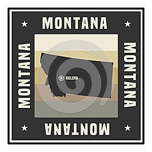 Abstract square stamp or sign with name of US state Montana