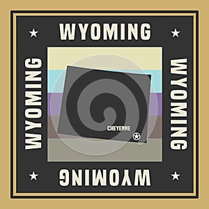 Abstract square stamp or sign with name of US state Wyoming