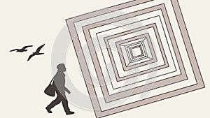 Abstract Square Vortex, Depth and Illusion, Geometric Pattern, vector design Generative AI