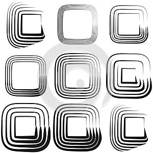 Abstract squares graphics. Vector squares element set