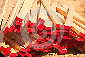 Abstract Stack of Construction Wood