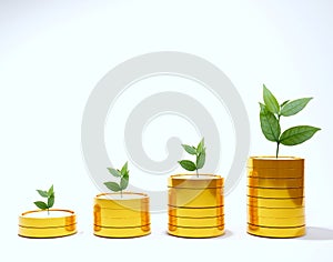 abstract stacked coins with leaves on top Show investment income ideas, higher index valuations, a