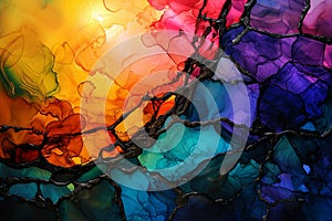 Abstract Stained Glass Art with Vibrant Colors. Background concept