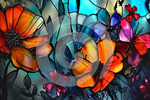 Abstract Stained Glass Art with Vibrant Colors. Background concept