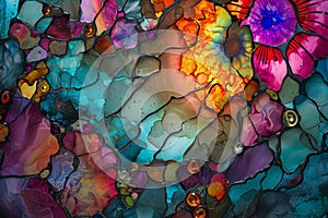 Abstract Stained Glass Art with Vibrant Colors. Background concept