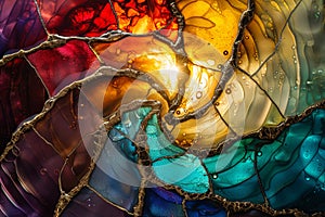 Abstract Stained Glass Art with Vibrant Colors. Background concept