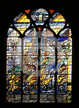 Abstract stained glass, Church of St. Gervais and St. Protais, Paris