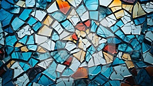 Abstract Stained Glass Mosaic With A Spectrum Of Fragmented Colors. Generative AI