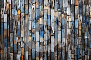 Abstract stained-glass window background, blue and brown tone