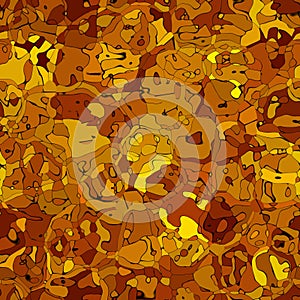 Abstract stained seamless texture background gold, yellow, brown and orange colors with black outlines - modern painting