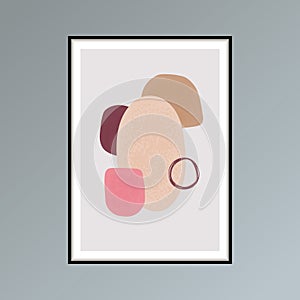 Abstract stains sketch poster in shades of pink for interior decor.