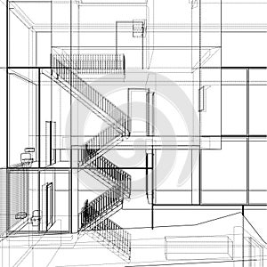 Abstract Staircase Vector. Modern Stairs. Illustration Isolated On White Background. A vector illustration.