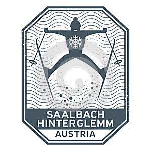 Stamp name of town Saalbach Hinterglemm in Austria photo