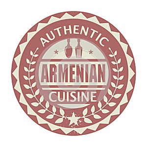 Abstract stamp or label with the text Authentic Armenian Cuisine