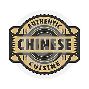 Abstract stamp or label with the text Authentic Chinese Cuisine