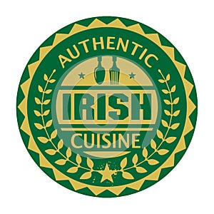 Abstract stamp or label with the text Authentic Irish Cuisine