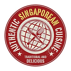 Abstract stamp or label with the text Authentic Singaporean Cuisine