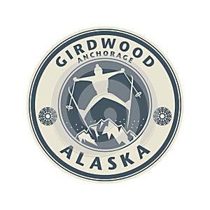 Abstract stamp with the name of Girdwood, Anchorage