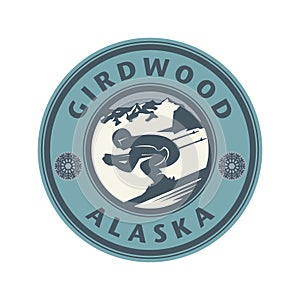 Abstract stamp with the name of Girdwood, Anchorage