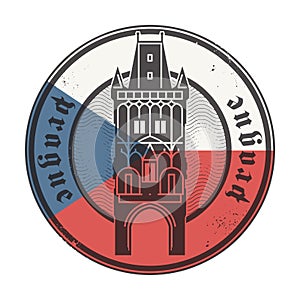 Abstract Stamp with the name of Prague inside the stamp
