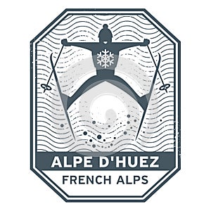 Abstract stamp name of town Alpe Dhuez in France