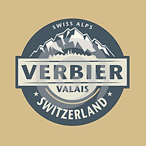Abstract stamp with the name of town Verbier in Switzerland photo