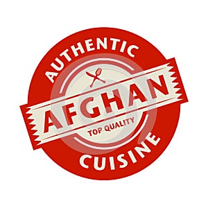 Abstract stamp with the text Authentic Afghan Cuisine