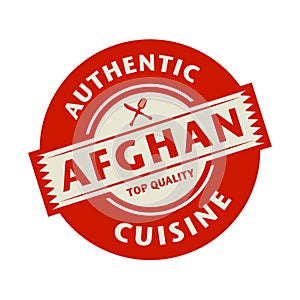 Abstract stamp with the text Authentic Afghan Cuisine photo