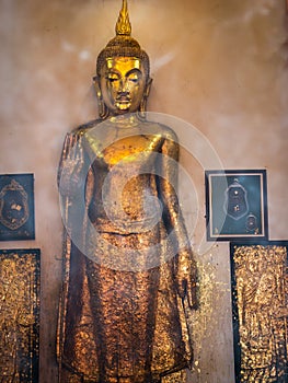 Abstract of The Standing Buddha Statue with Holiness