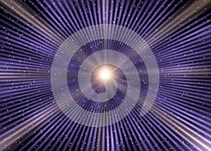 Abstract Star Blast in Outer Space Purple Background