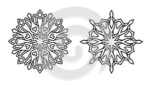 Abstract star flower, snow flake mandala adult anti stress Coloring Page