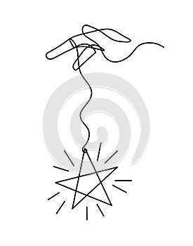 Abstract star with hand as line drawing