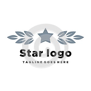 Abstract star logo design with leaf. Icon star vector template.