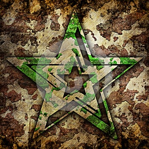 Abstract star on military background