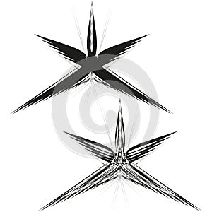 Abstract star shape. Dynamic line pattern. Exploding form Vector. Geometric art illustration.
