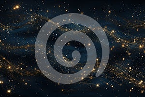 Abstract starry pattern in blue and gold tones