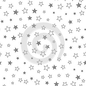 Abstract stars vector seamless pattern on white background