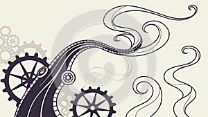 Abstract Steampunk Tentacles with Gears, vector design Generative AI