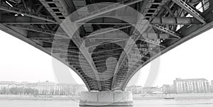 Abstract steel construction from under the bridge