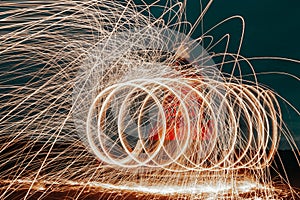 Abstract steel wool photography - spiral fire