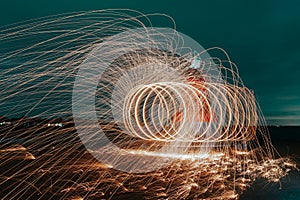 Abstract steel wool photography - spiral fire