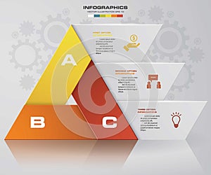 Abstract 3 steps chart in triangle shape with clean banners template. Vector. EPS10.