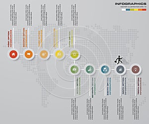 Abstract 10 steps infographics/timeline elements.Vector illustration.